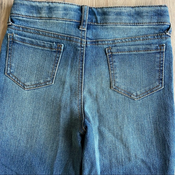 Cat & Jack Girls Unicorn Embroidered Knees Denim Blue Jeans Snap & Zip 6x - Picture 7 of 7